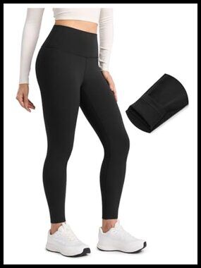 Fleece Lined Leggings 28" High Rise Matte Thermal Yoga Pants